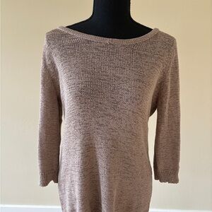 Women's Tan Loose Knit Hip-Length Sweater